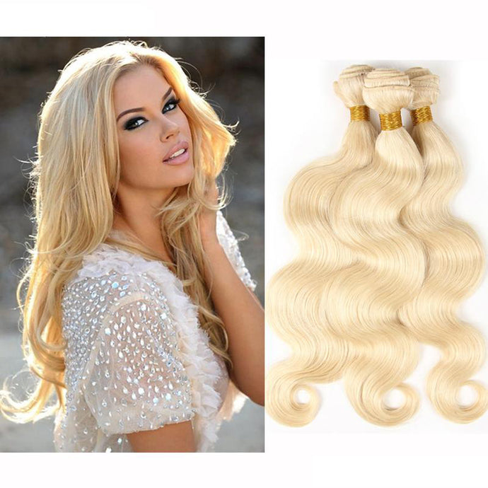 613# Blonde Color Body Wave Human Virgin Hair Weaves