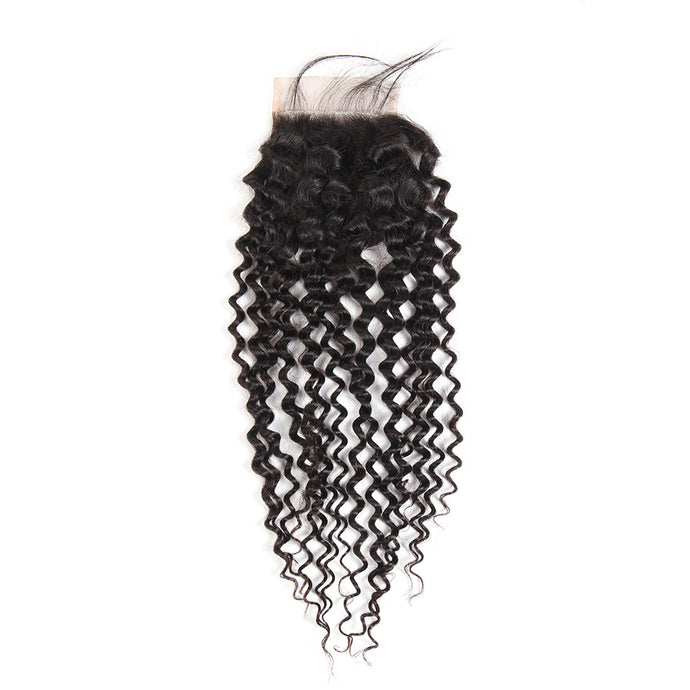 4x4 Jerry Curly Human Hair Top Lace Closure With Baby Hair