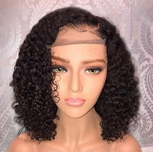 Short Human Hair Curly Bob Lace Closures Frontals Wigs