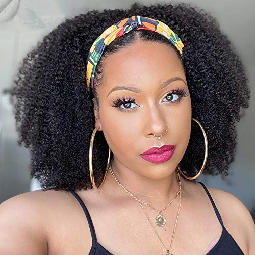 Kinky Curly Headband Human Hair Wigs Glueless Wigs