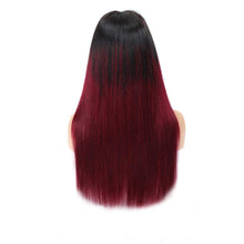 Ombre 1b/Burgundy Straight 4x4 Lace Closure Wigs Human Hair Wigs