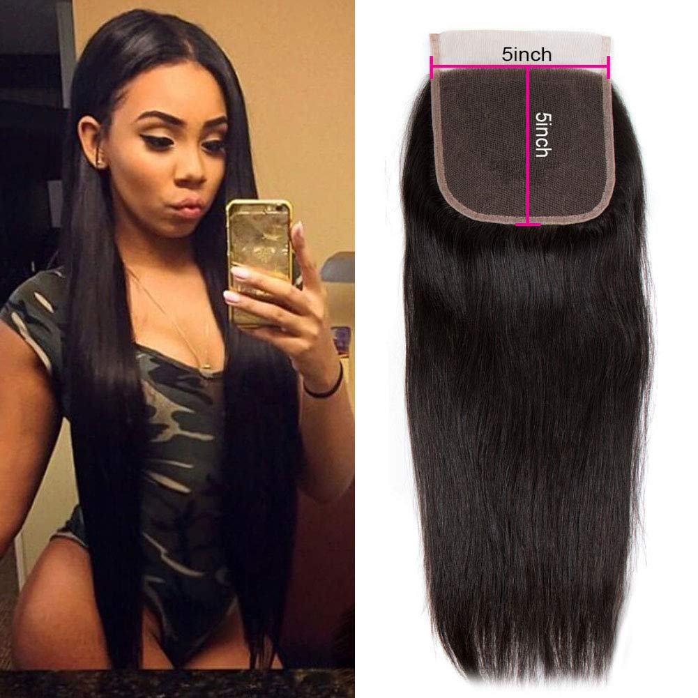 5x5 Straight Human Hair Top Lace Closure With Baby Hair