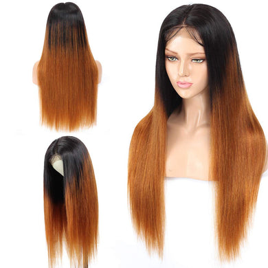 Ombre 1b/30 Straight 4x4 Lace Closure Wigs Human Hair Wigs