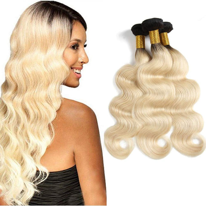 Ombre 1b/613# Blonde Color Body Wave Human Virgin Hair Weaves