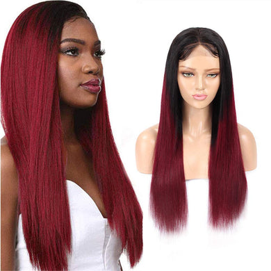 Ombre 1b/Burgundy Straight 4x4 Lace Closure Wigs Human Hair Wigs