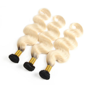 Ombre 1b/613# Blonde Color Body Wave Human Virgin Hair Weaves