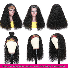 Water Wave Headband Human Hair Wigs Glueless Wigs