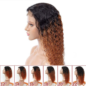 Ombre 1b/30 Kinky Curly 4x4 Lace Closure Wigs Human Hair Wigs