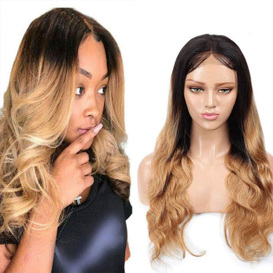 1b/27# Blonde Body Wave 4x4 Lace Closure Wigs Human Hair Wigs
