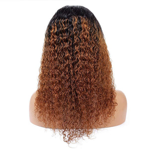 Ombre 1b/30 Kinky Curly 4x4 Lace Closure Wigs Human Hair Wigs