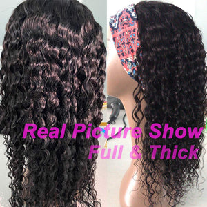 Deep Wave Headband Human Hair Wigs Glueless Wigs