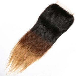 1b/4/27 Ombre Color 4x4 Straight Human Hair Top Lace Closure