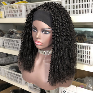 Kinky Curly Headband Human Hair Wigs Glueless Wigs