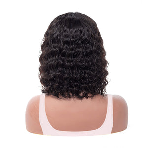 Short Human Hair Water Wave Bob Lace Closures Frontals Wigs