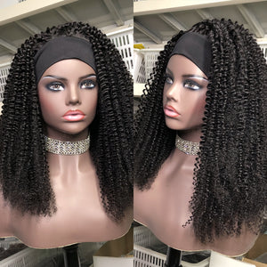 Kinky Curly Headband Human Hair Wigs Glueless Wigs