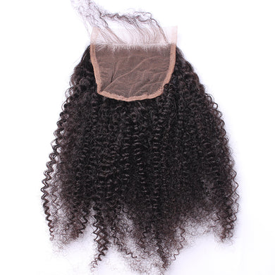 4x4 Afro Kinky Curly Human Hair Top Lace Closure With Baby Hair