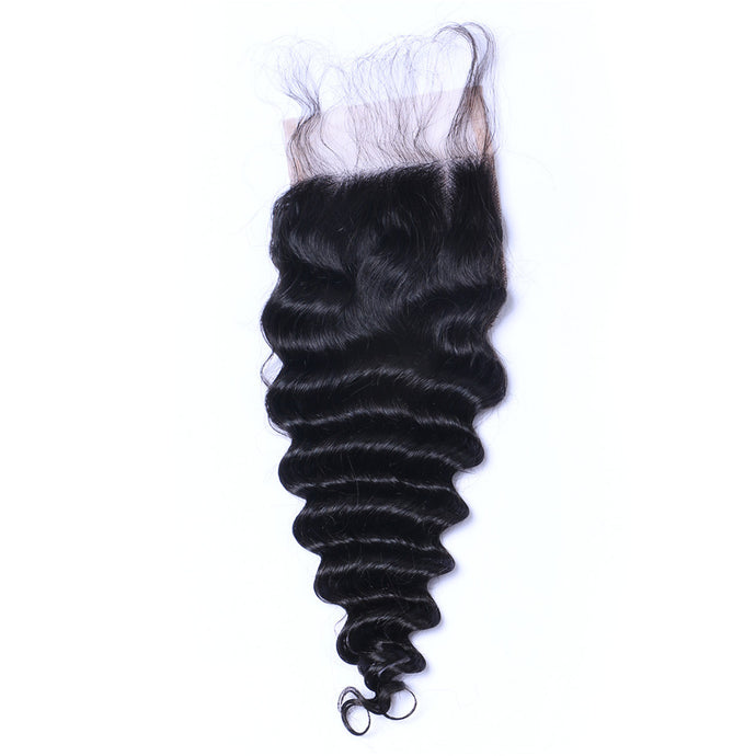 4x4 Deep Wave Human Hair Top Lace Closure With Baby Hair