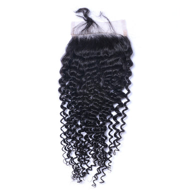 4x4 Kinky Curly Human Hair Top Lace Closure With Baby Hair