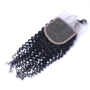 4x4 Kinky Curly Human Hair Top Lace Closure With Baby Hair