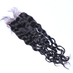 4x4 Water Wave Human Hair Top Lace Closure With Baby Hair