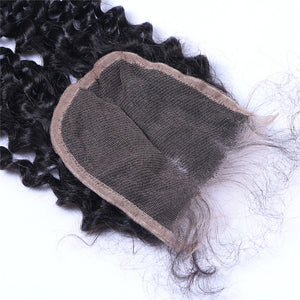 4x4 Kinky Curly Human Hair Top Lace Closure With Baby Hair