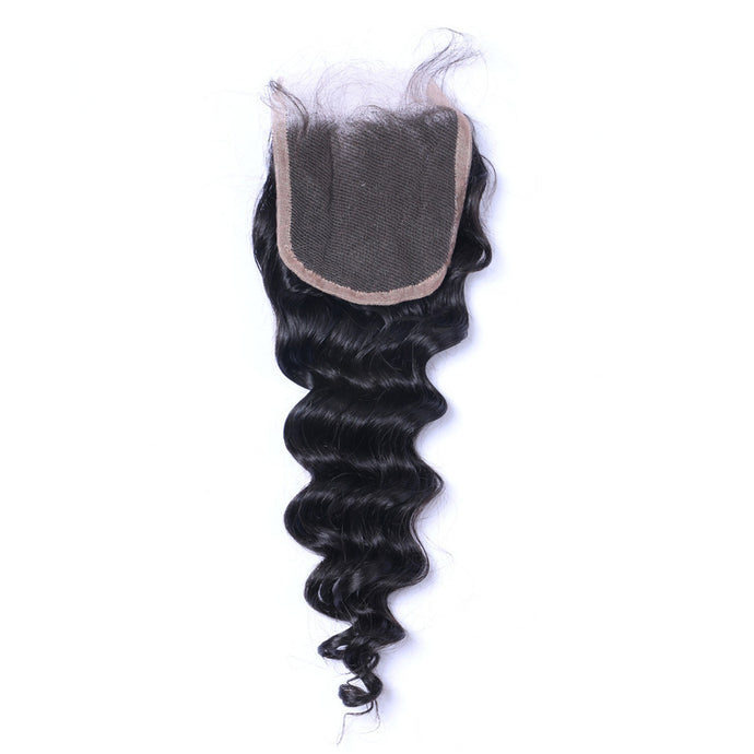 4x4 Loose Deep Wave Human Hair Top Lace Closure With Baby Hair