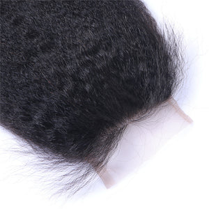 4x4 Kinky Straight Human Hair Top Lace Closure With Baby Hair